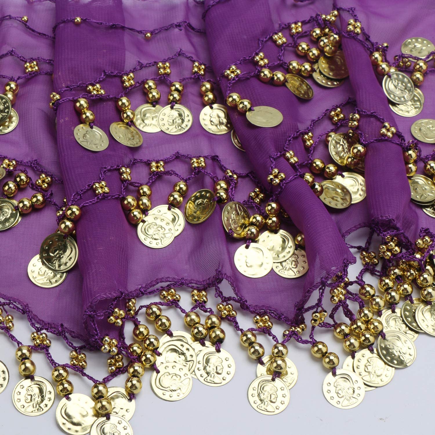 Carnavalife Pañuelo Danza del Vientre, Falda de Pañuelo con Monedas de Lentejuelas Brillantes, Cinturón Danza del Vientre Mujer