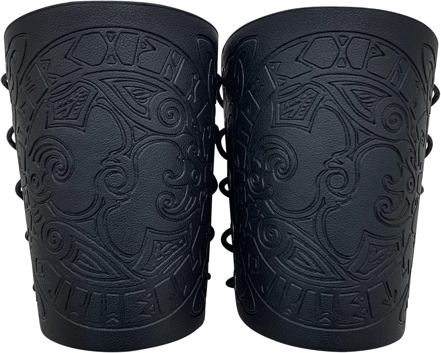 HiiFeuerViking Armband, Embossed Fenrir Mjolnir Faux Leather Armour, Medieval PU Leather Bracers for LARP Activities, Halloween
