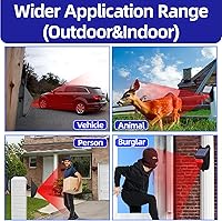 Vista 8 de Alarmas solares inalámbricas para entrada exterior resistente a la intemperie, detector de movimiento y sensor para 1000 pies de largo alcance, sin