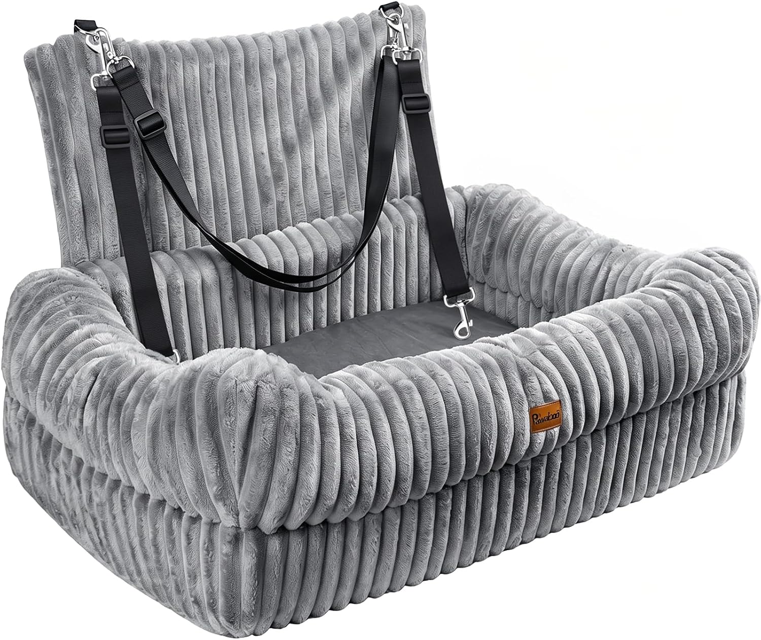Pawaboo Dog Car Seat Bed, Memory Foam Booster for Medium/Large Dogs, Gray