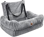 Pawaboo Dog Car Seat Bed, Memory Foam Booster for Medium/Large Dogs, Gray