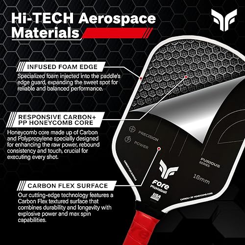 Miniatura 3 de Havok Pro Pickleball Paddle Carbon Fiber Surface for Enhanced Power, Precision and Maximum Spin - Large Sweet Spot and USAPA Approved