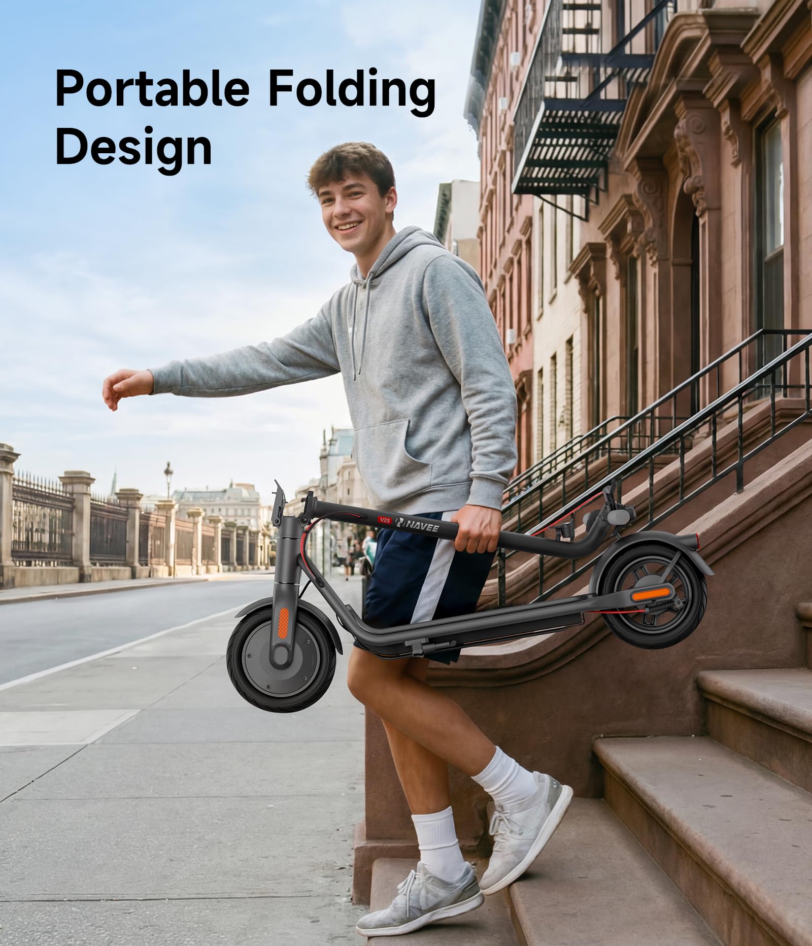 NAVEE Electric Scooter, Max 20/19 MPH & 40/31/25/15.5 Miles, 900W/700W/600W Max Power, 10'' Pneumatic Tire, IP55 Waterproof, Foldable E-Scooter for Adults College Student Scooter Enthusiasts