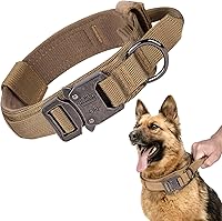 Vista 38 de Tactical Dog Collar, Adjustable Military Training Reflective Nylon Dog Collar with Control Handle, Heavy Duty Metal Buckle for Medium and Large Black