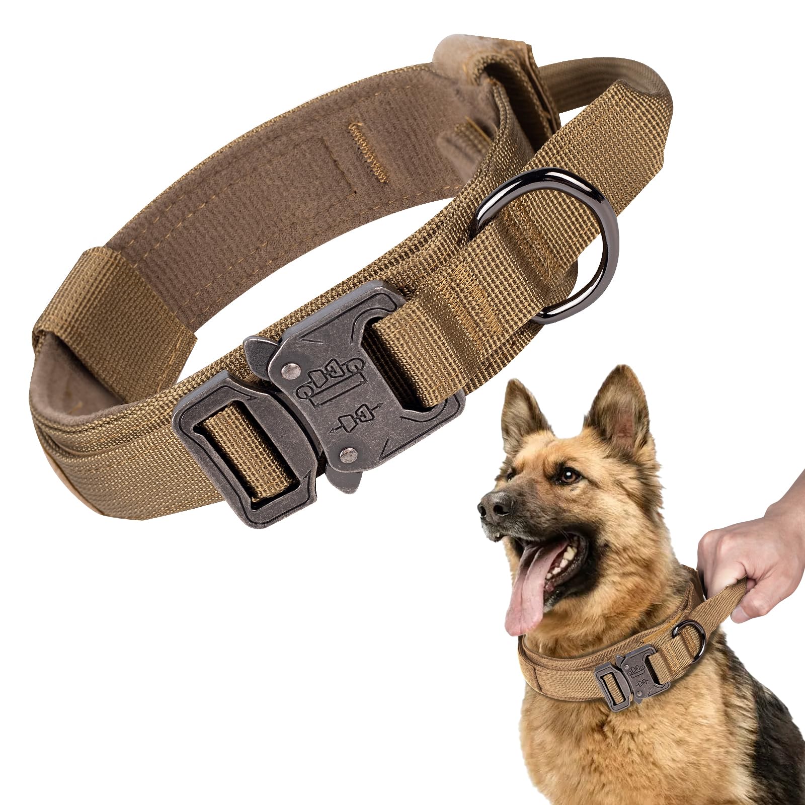 Maiiu Tactical Dog Collar, Adjustable Military Training Nylon Dog Collar with Control Handle, Heavy Duty Metal Buckle for Medium and Large Dogs(XL 20-24" Brown) (B0CB11K823) Amazon Price History, Amazon Price Tracker