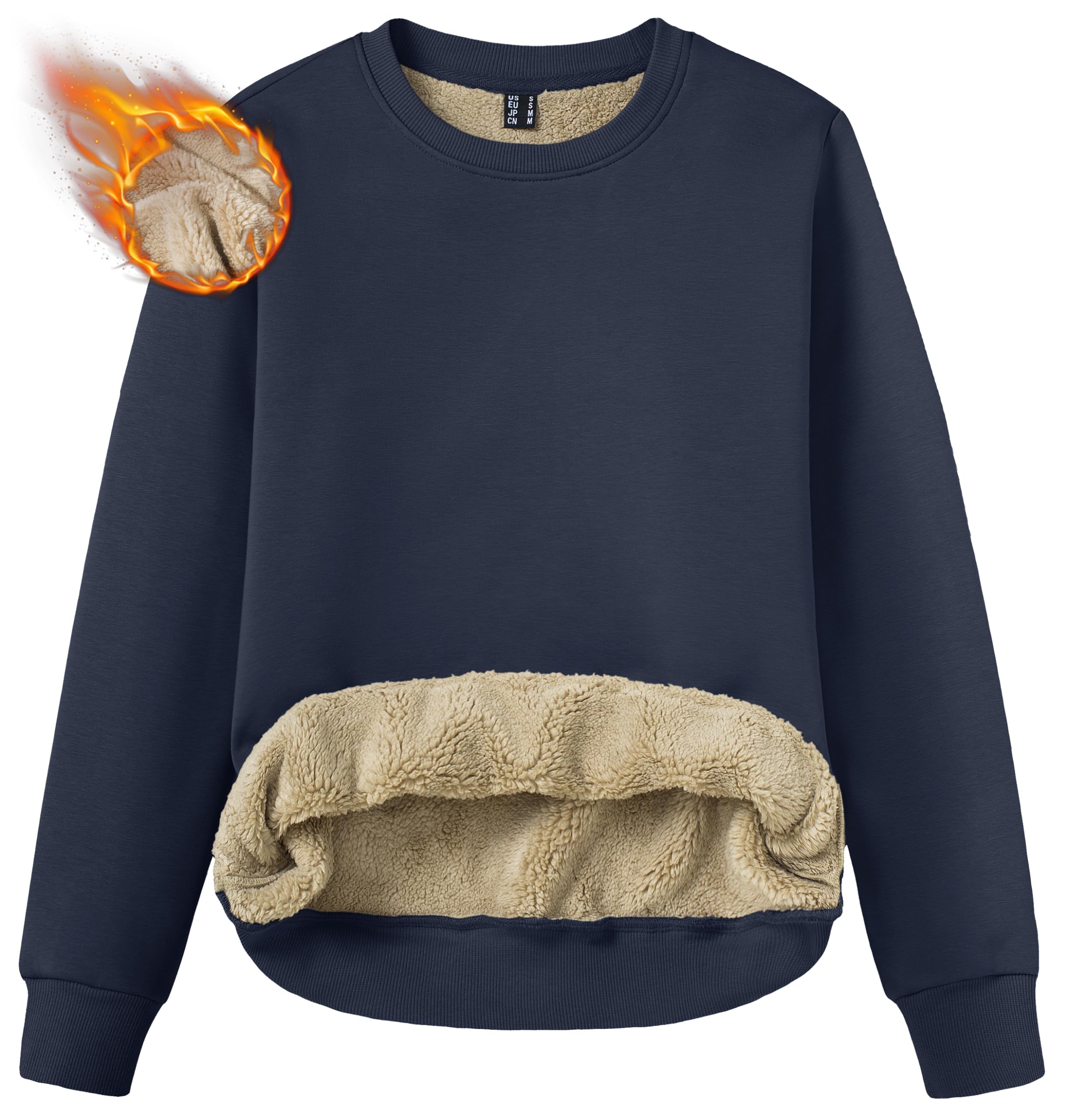 TACVASEN Women's Sherpa Pullover Crewneck Sweatshirt