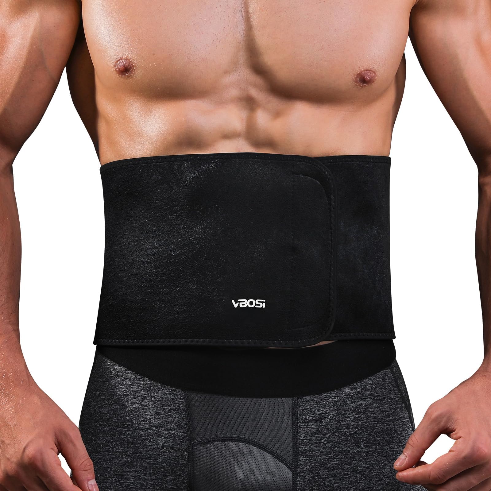 GENEMEN Men Waist Trimmer Belt Sweat Exercise Shaper Slimming Waisted Trainer Tummy Control Shapewear (Black)