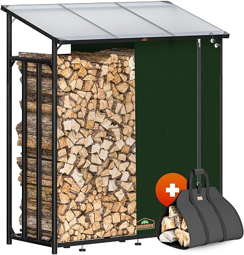 Range-Bûche Extérieur XXL Noir 2,3 m³ Gardebruk
