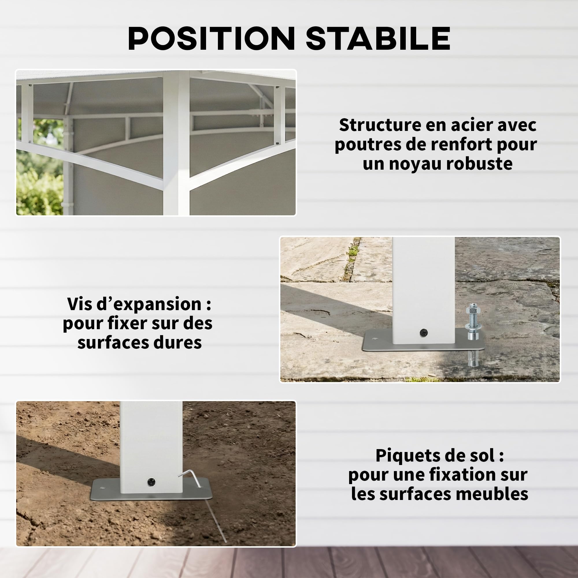 Outsunny Pavillon de Jardin 3 x 3 m Toit Double Tonnelle de Jardin Crème