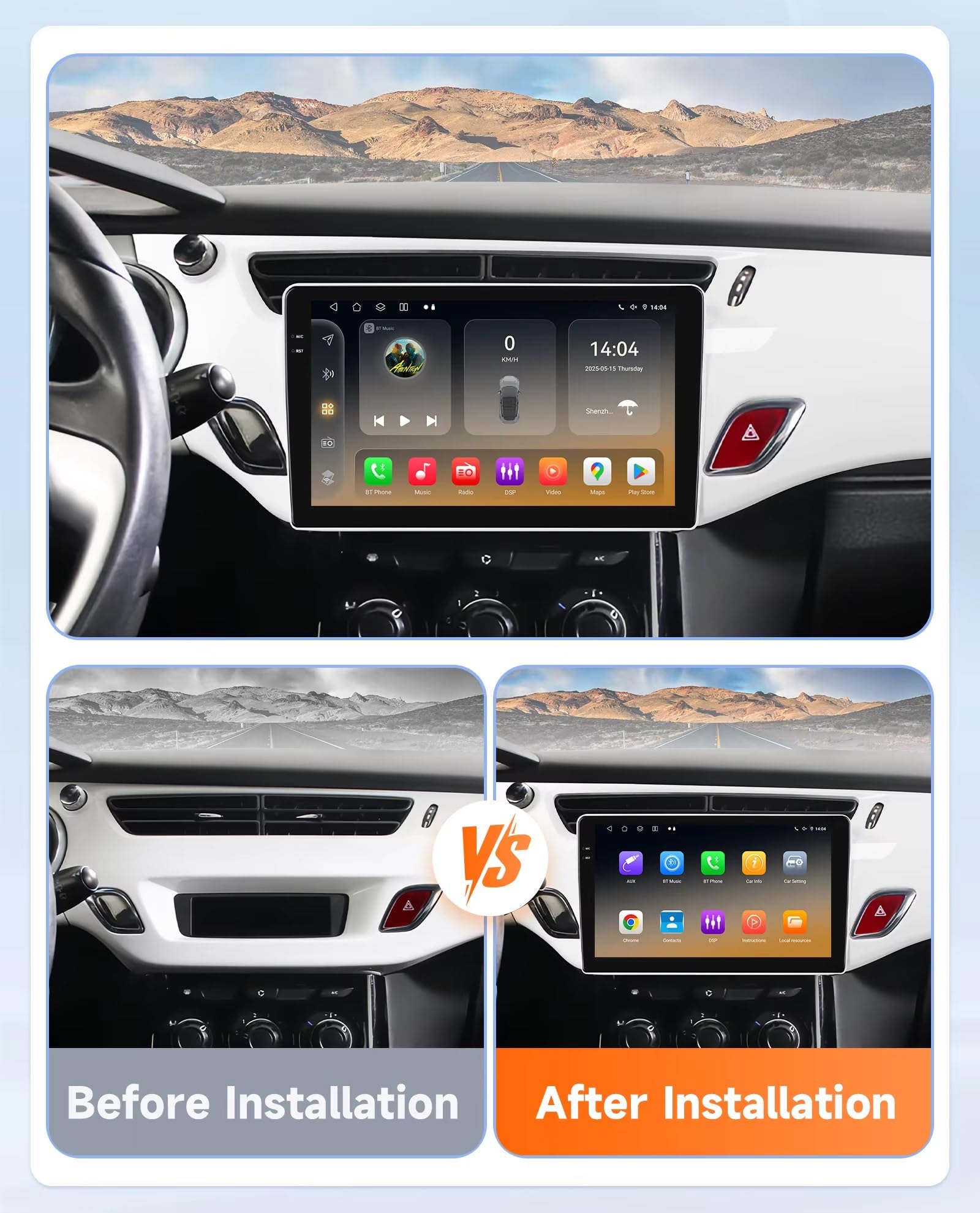 Radio samochodowe Android 15 2 DIN z 9-calowym ekranem dotykowym do samochodu Citroen C3 DS3 2010-2016 z kamerą cofania/Carplay/BT/FM/GPS/USB/4G WIFI/sterowaniem z kierownicy/audio samochodo
