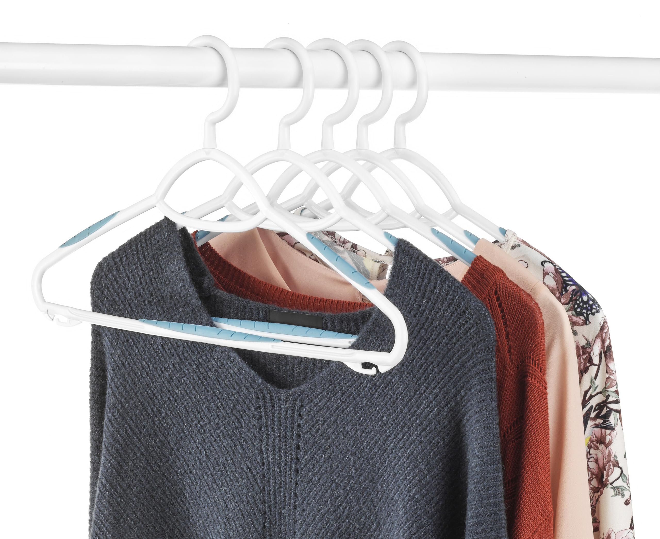 Whitmor Lot de 20 cintres fins avec crochet pivotant Blanc et bleu