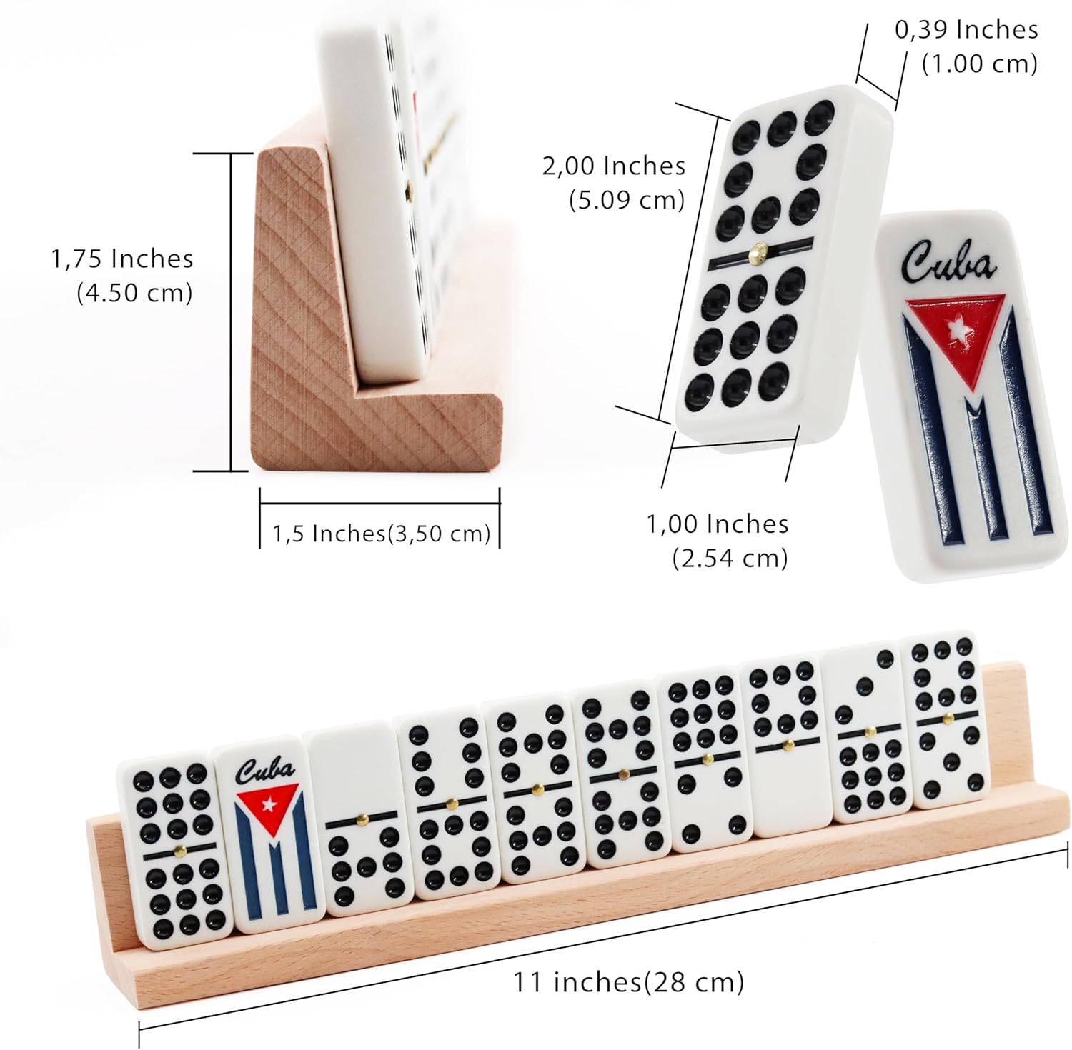 Cuban Dominoes Double Nine Set with 55 Pieces and 4 Wooden Trays Cuban Traditions Great for Gift