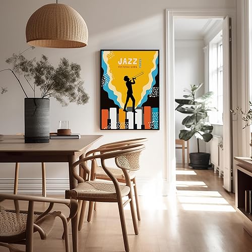 Vista 5 de Poster Master Póster de jazz vintage, impresión retro del festival de jazz de París, arte musical, regalo ideal para hombres, mujeres, músicos