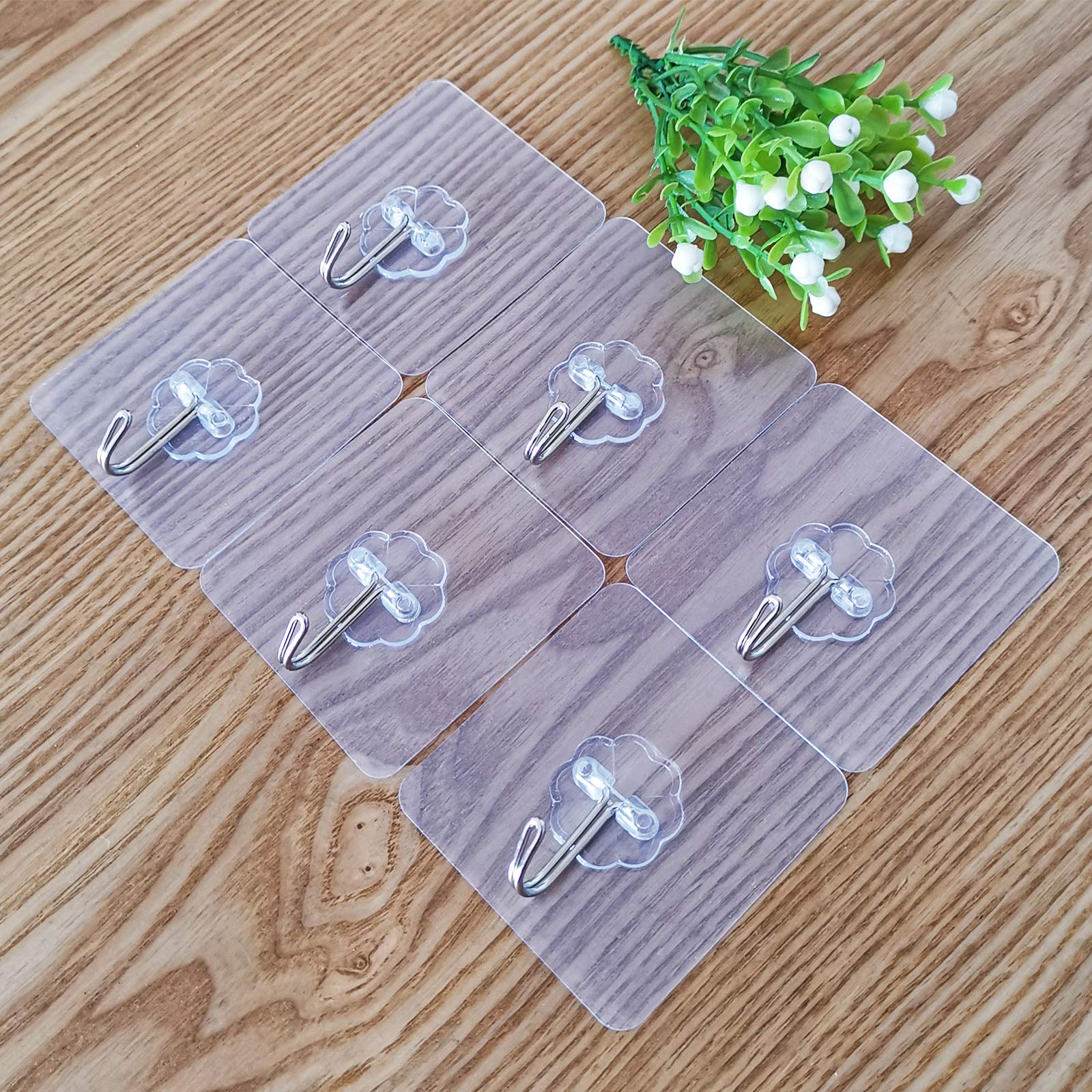 6 Pezzi Ganci Adesivi Trasparenti Impermeabili Senza Chiodi 70MM Appendiabiti da Parete per Cappotti Sciarpe Asciugamani Borse Chiavi in Bagno Cucina Ufficio
