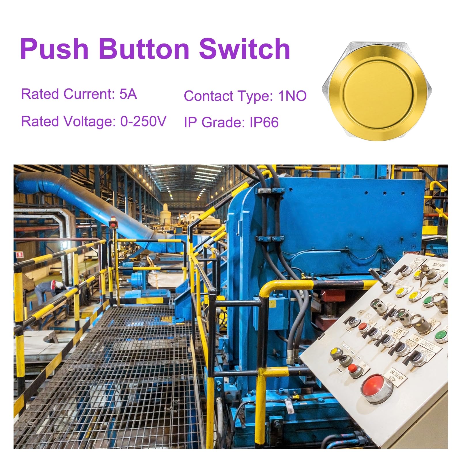 DMiotech 1 Pcs 22mm / 7/8" Push Button Switch - Image 3