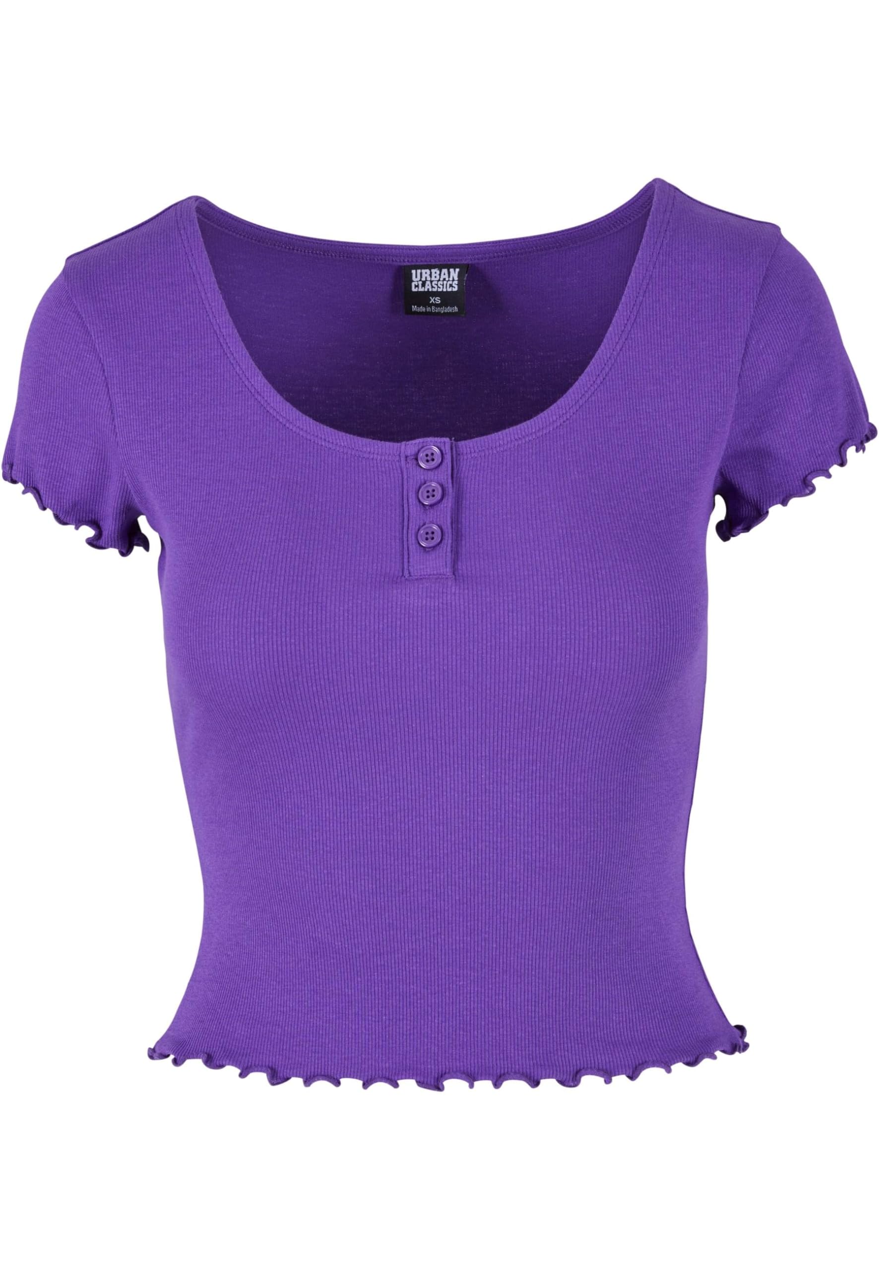 Urban Classics Women's Ladies Rib Babylock Tee T-Shirt, Realviolet, Large