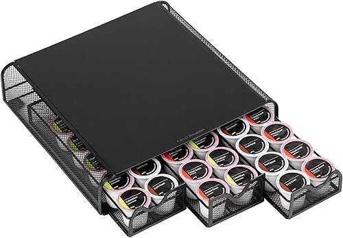 Vista 5 de Mind Reader Organizador 'Anchor' de triple cajón para cápsulas Dolce Gusto, CBTL, soporte para cápsulas de café de una sola porción Negro