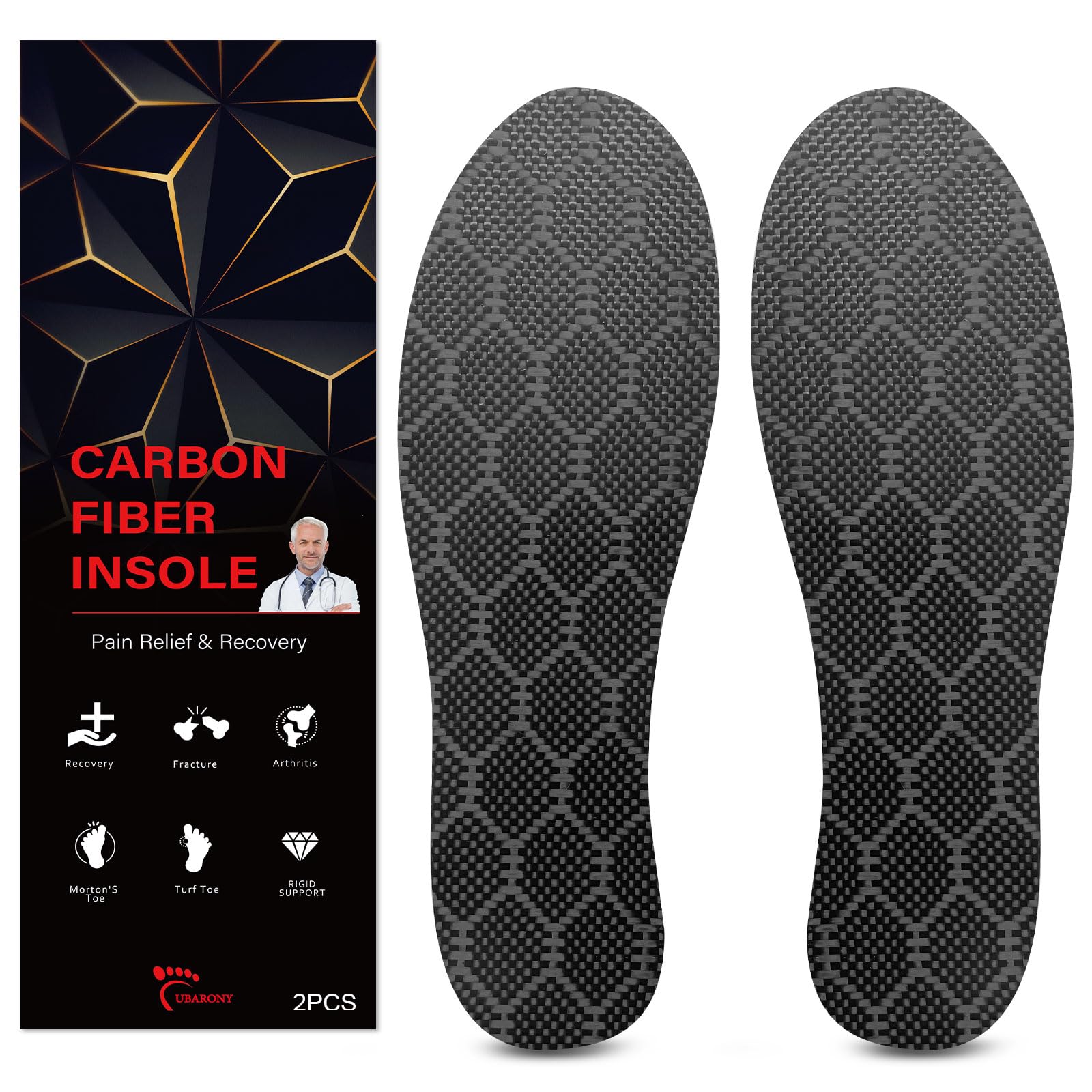 Plantilla de fibra de carbono, 1 par para hombres y mujeres, inserto rígido de zapato para recuperación, placa de pie de grafito para artritis, hallux rígido, dedo del césped, Morton, fascitis plantar