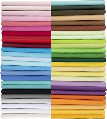 Aubliss 50pcs 100% Cotton Fabric Bundle 10" x 10" PreCut Fat Squares Sheets Printed Floral Sewing Supplies for Patchwork Sewing DIY Crafting Quilting Fabric (50PCS 10"x10", Solid)