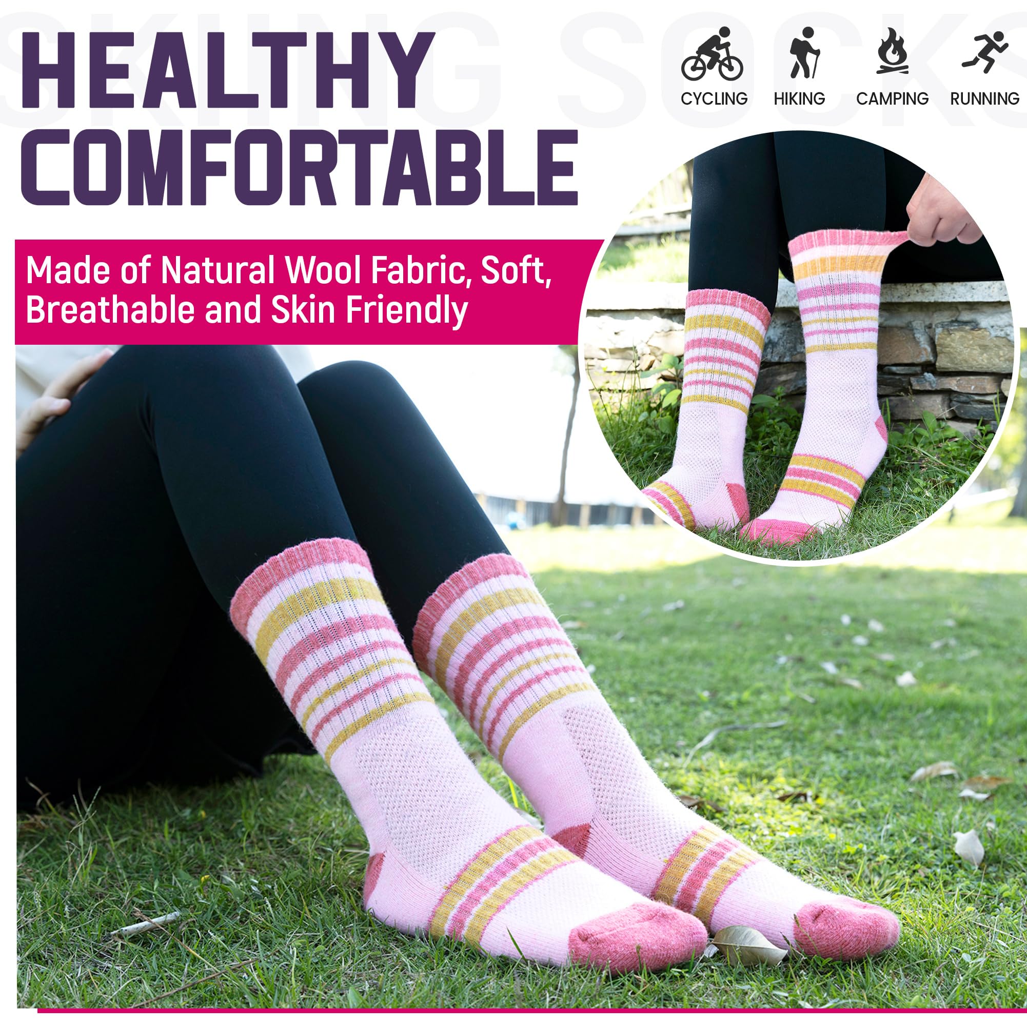 DoSmart Calcetines térmicos de lana merino para senderismo para mujeres y hombres, para invierno, cálidos, absorben la humedad, para botas de trabajo, calcetines de regalo, 5 pares
