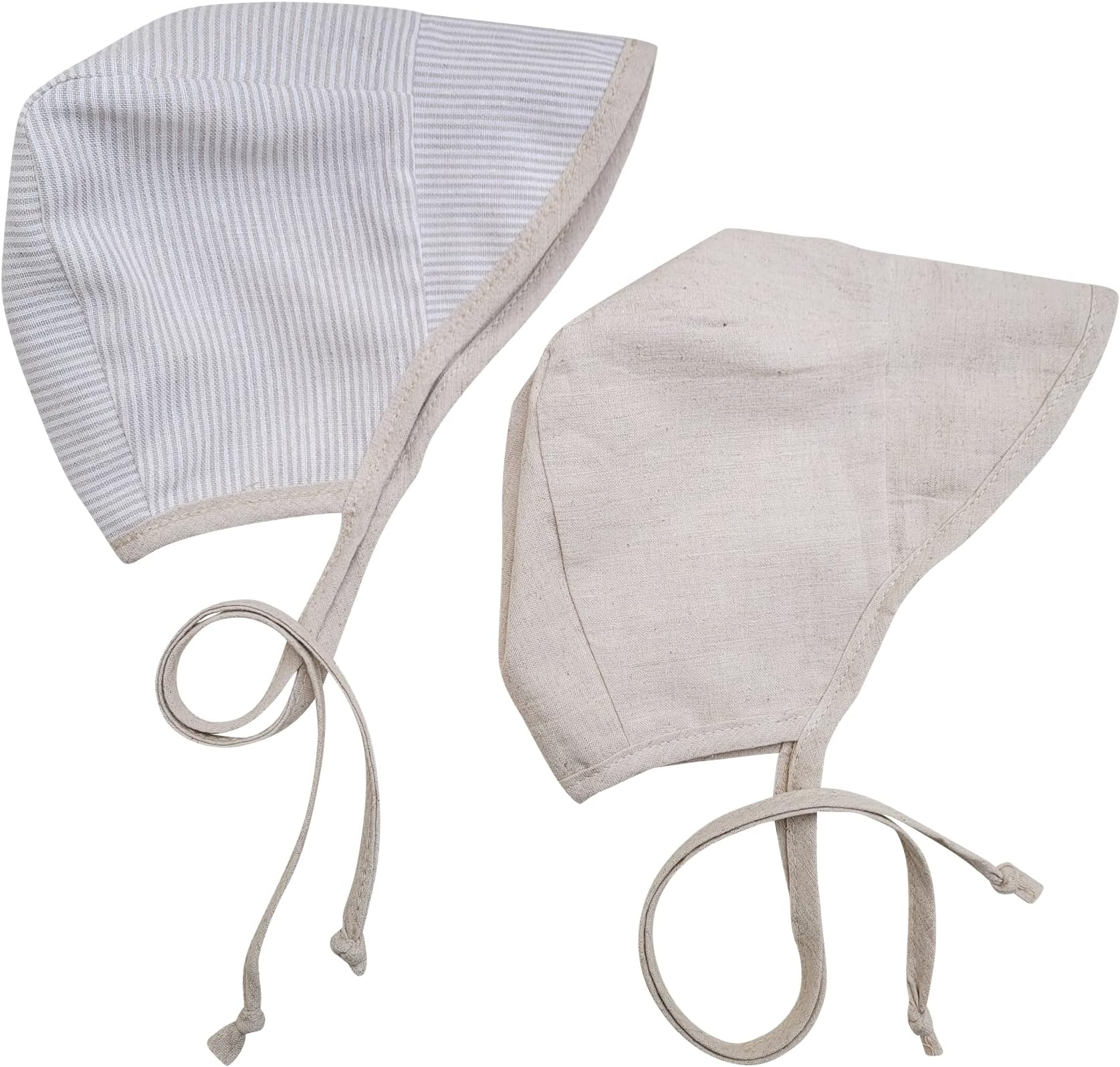 Mali Wear Baby Boy Bonnet Reversible Visor Summer Beach Hat Cap Spring Fall Outdoor Beige Tan Neutral Linen