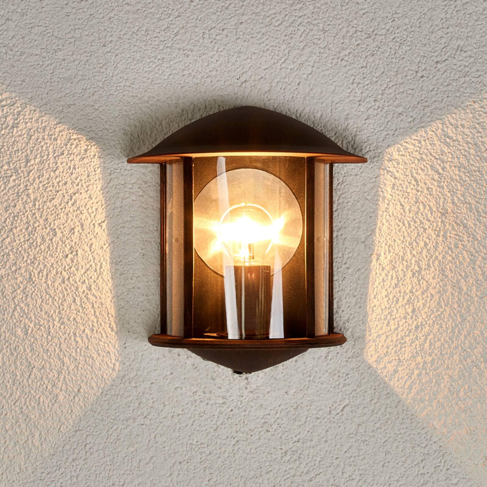 Lindby Wandleuchte außen Maelis (spritzwassergeschützt (Modern) in Braun aus Aluminium (1 flammig, E27) - Außenwandleuchten Wandlampe Led Außenlampe Outdoor für Außenwand/Hauswand Haus