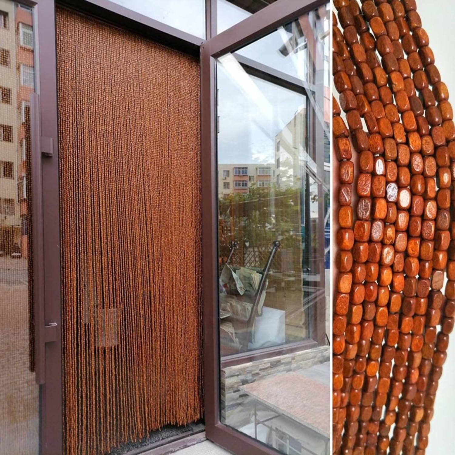 Panel zasłonowy z koralików sznurkowych wiszące bambusowe zasłony z koralików rolety dzielące pokój dekoracyjny ekran do drzwi(70 strands-70x140cm)
