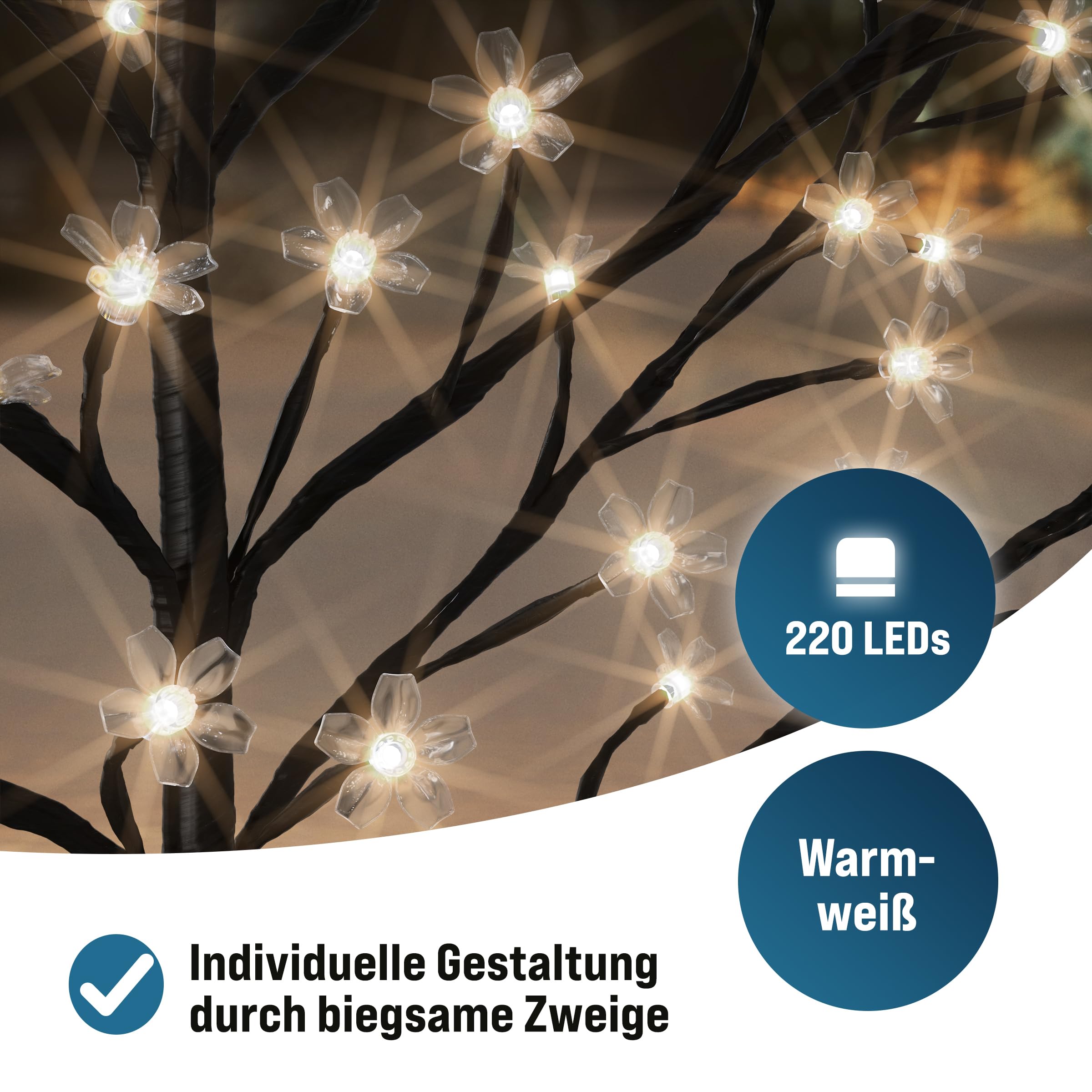 MONZANA® Kirschblütenbaum 2er Set 220 cm 220 LED Warmweiß Außen Innen Künstlich Groß Deko Weihnachten Weihnachtsdeko Kirschbaum Leuchtbaum Lichterbaum