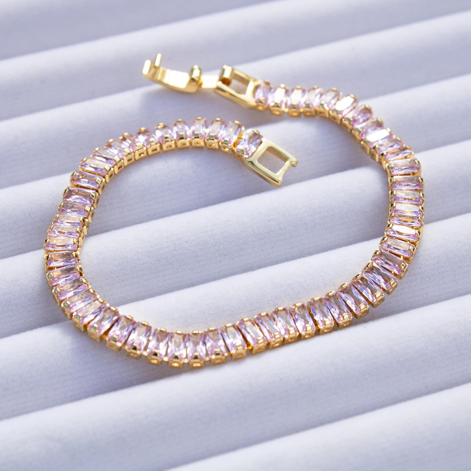 Silver Smile - 18K Gold Vermeil Modern Tennis Bracelet for Women – Hypoallergenic, Tarnish Resistant, Bold Elegant Design – Elegant Anniversary, Birthday, or Graduation Gift - Image 5