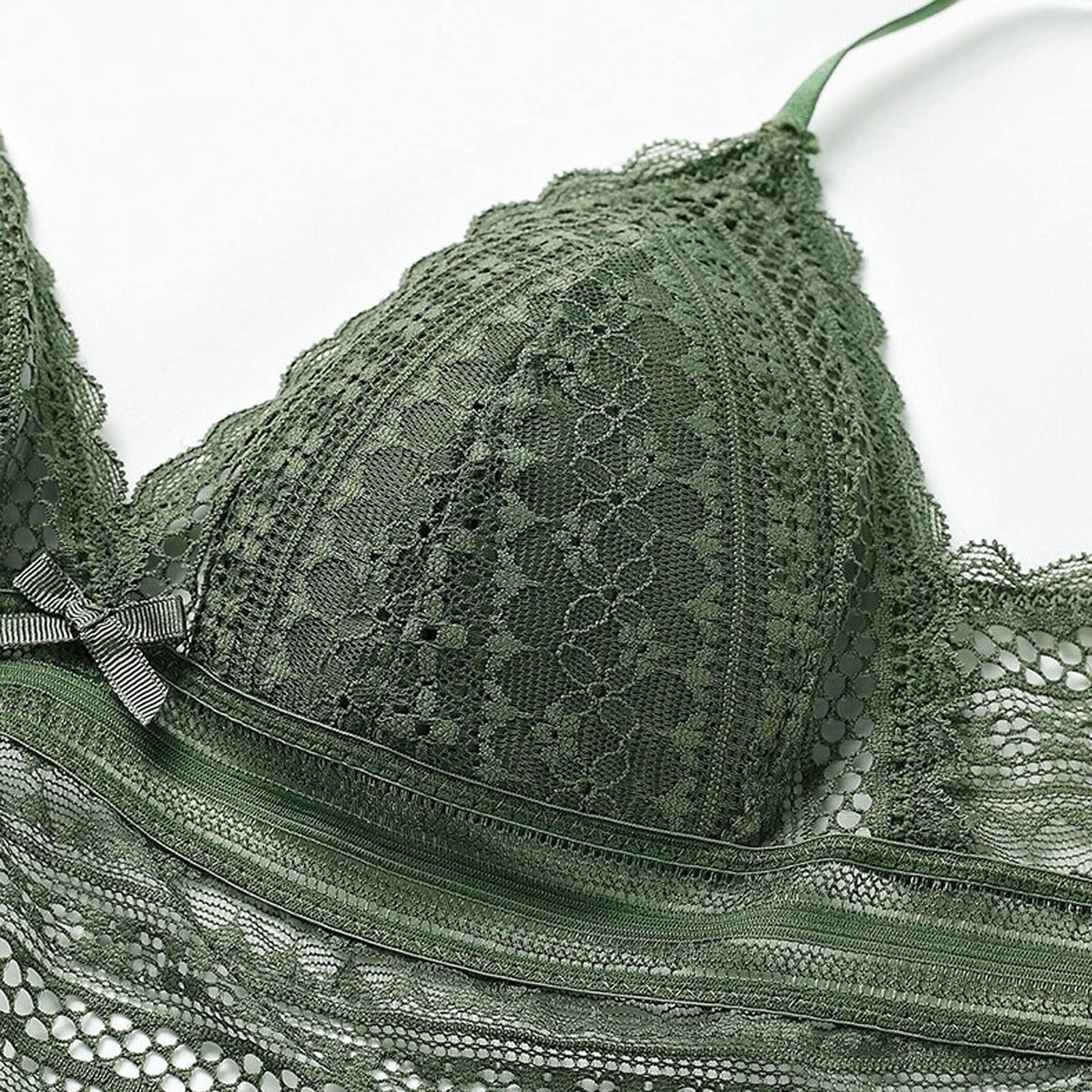 Bielizna Koronkowa biustonosz typu bralette z niskim tyłem + stringi Bielizna nocna Dwuczęściowy zestaw bielizny bandażowej (kolor: zielony, rozmiar: Xl) (zielony XL)