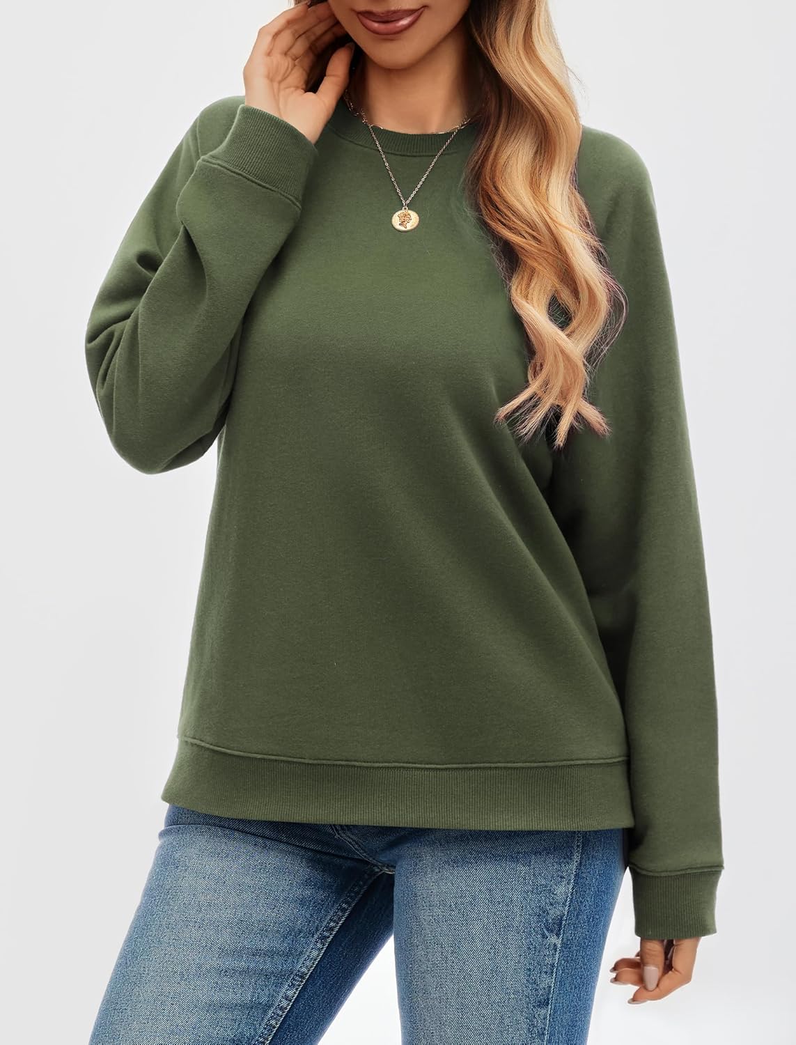 Oversized Sweatshirt for Women Fleece Lined Crewneck Pullover Sweatshirts Loose Fit Fall Long Sleeve Tops - Image 3