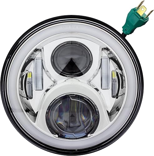 Eagle Lights 8700CG2H Kit de faros LED de 7 pulgadas con anillo de halo blanco compatible con Harley Davidson y motocicletas indias, kit de halo