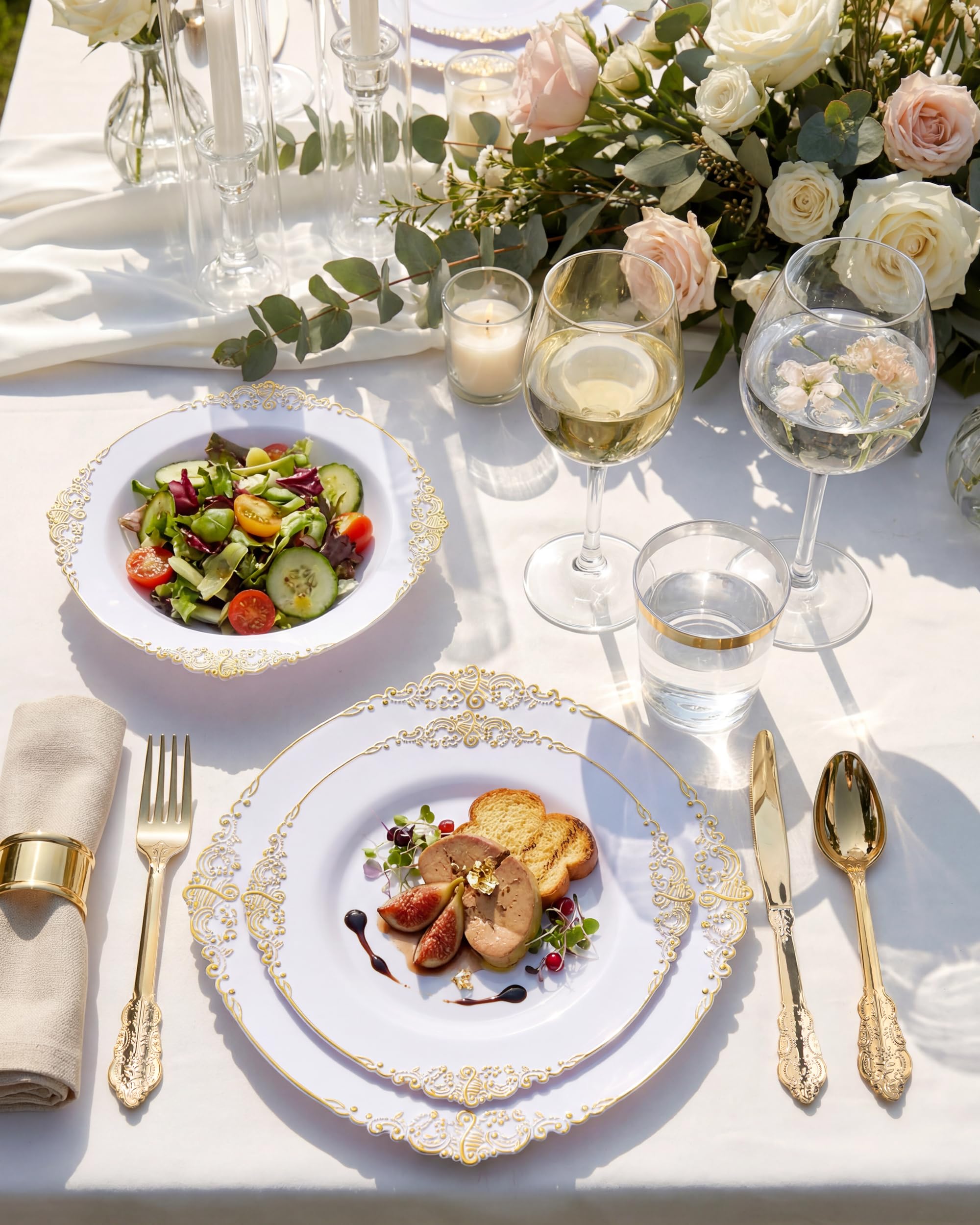Layer.seriesフラットプレート 7寸Gold Decal新品未使用 Amazon.com: Nervure 700Pcs Gold Plastic Plates, Plastic Dinnerware