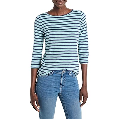 NIC+ZOE 3/4 Sleeve Stripe Boat T Shirts Women