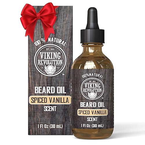 Vista 45 de Viking Revolution Aceite de barba de sándalo para hombres, aceite natural para barba con aceite de argán y aceite de jojoba, suavizante de barba
