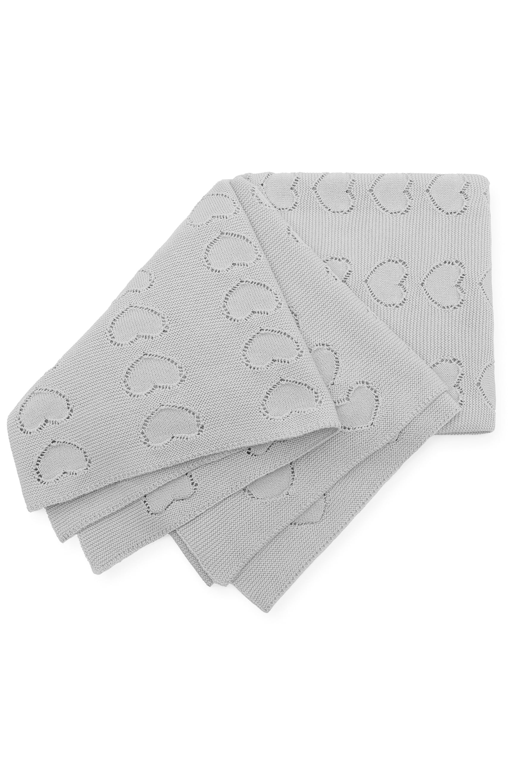 Lilax Swaddling Blanket for Baby Girl, 100% Luxury Cotton Knit Heart Baby Girl Blanket, Receiving Blanket for Newborns Infants & Toddlers 33.5''x31.5'', Grey - Image 4