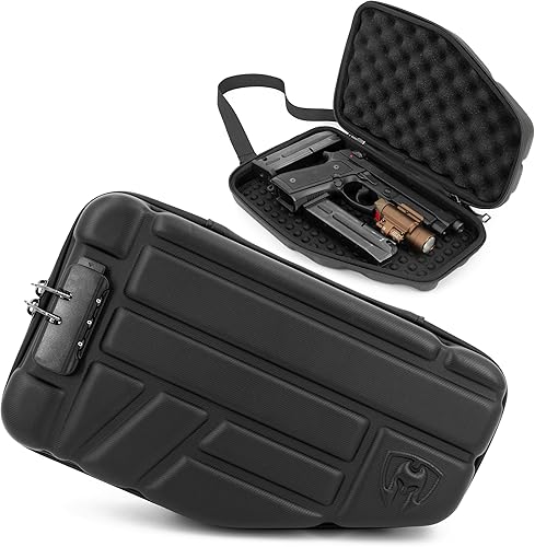 CASEMATIX Funda de pistola con bloqueo para pistolas pequeñas a grandes de 0354in con espacio para clips y accesorios adicionales funda rígida de