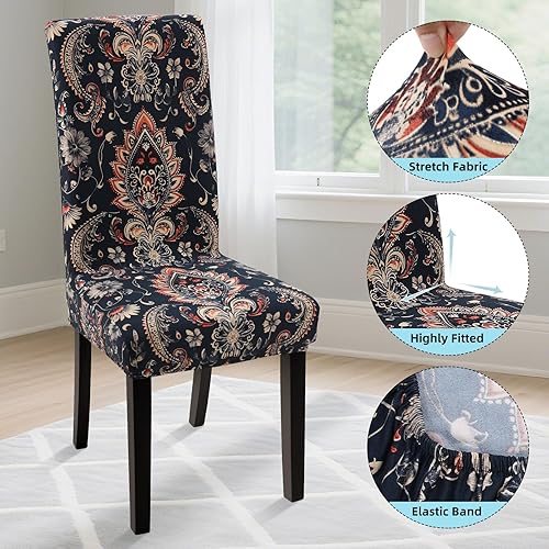 Vista 35 de YISUN Fundas para sillas de comedor, fundas elásticas de elastano para asiento de silla, extraíbles y lavables, fundas protectoras para sillas