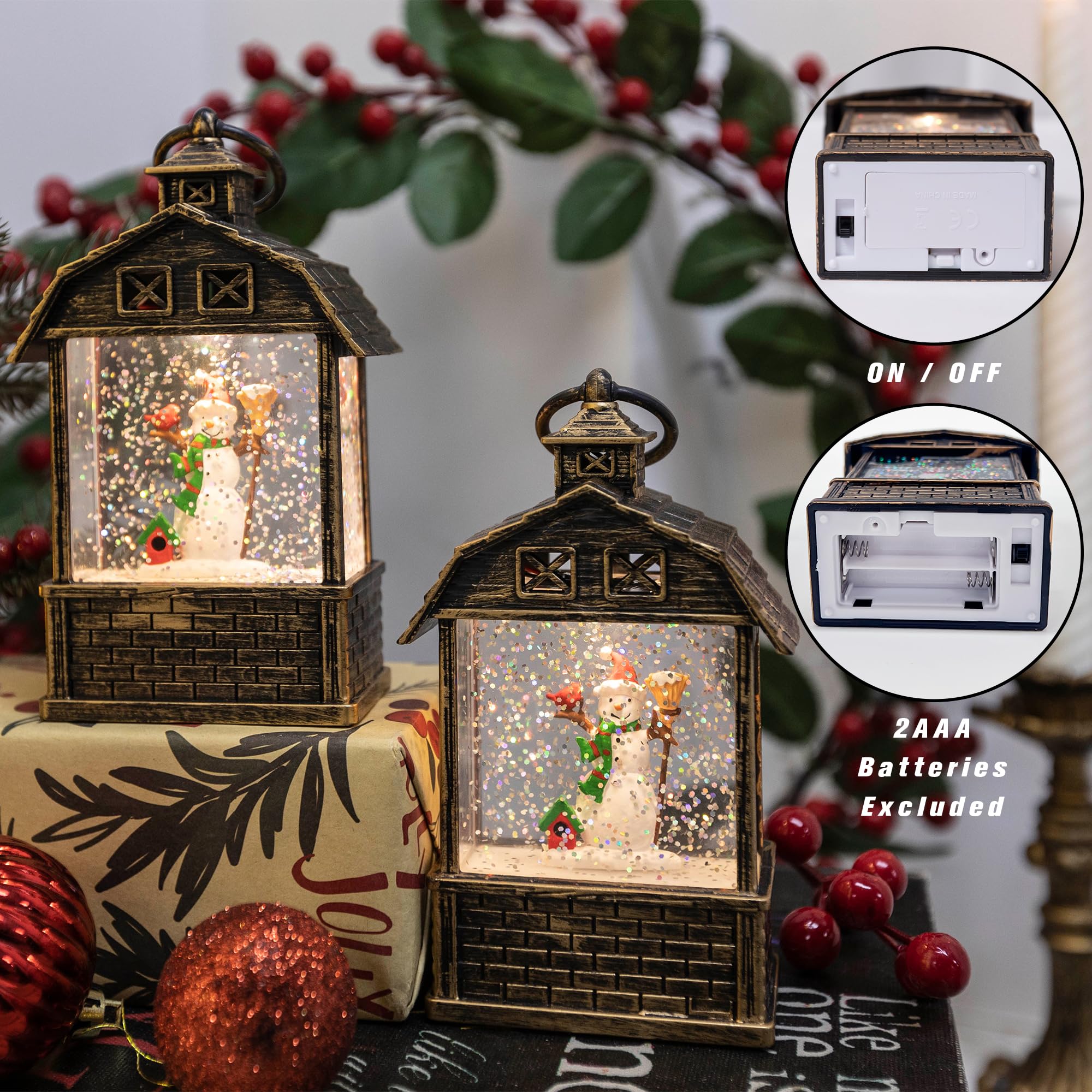 Snapklik.com : Christmas Snow Globe, Lighted Christmas Lantern, 5.6 ...