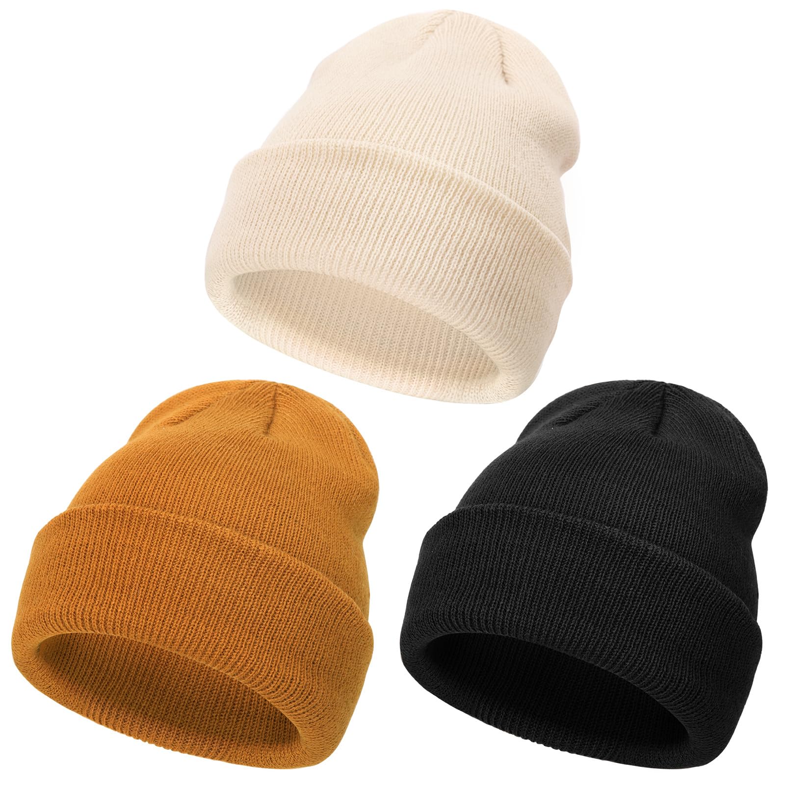 DRESHOW Kleinkind Beanie Kinder Wintermützen Weich Unisex Strickmütze | für Jungen und Mädchen, Thermomütze aus Strick, Mütze mit Umschlag, Wintermütze, Skully Mütze
