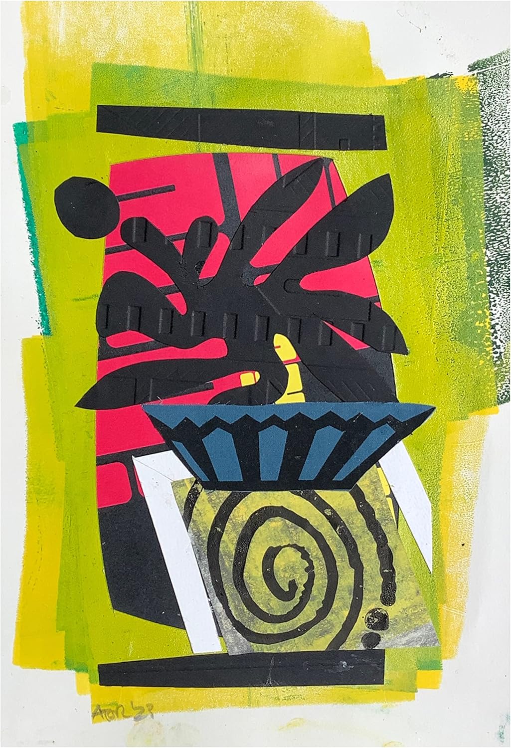 Abstract collage "Bouquet", approx 8" x 6"; 2023; original mixed media contemporary home decor art