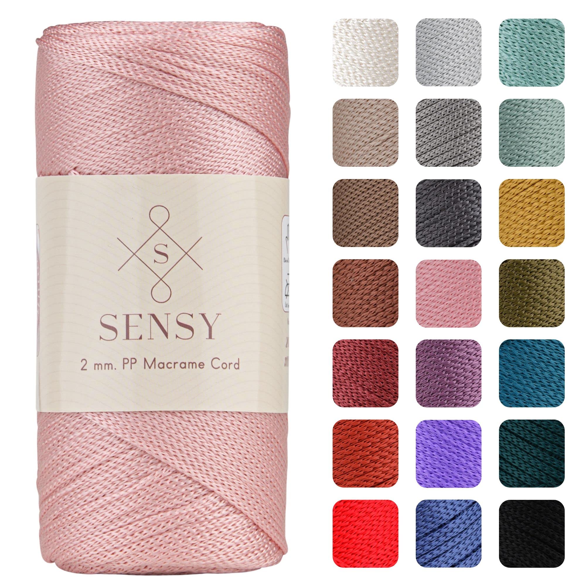 Sensy Premium 2mm 251 Yards Polyester Rope 100% Polypropylene Cord Macrame Cord 2mm Crochet Bag Cord Macrame Rope Crochet Thread Gift for Knitter (Pink)