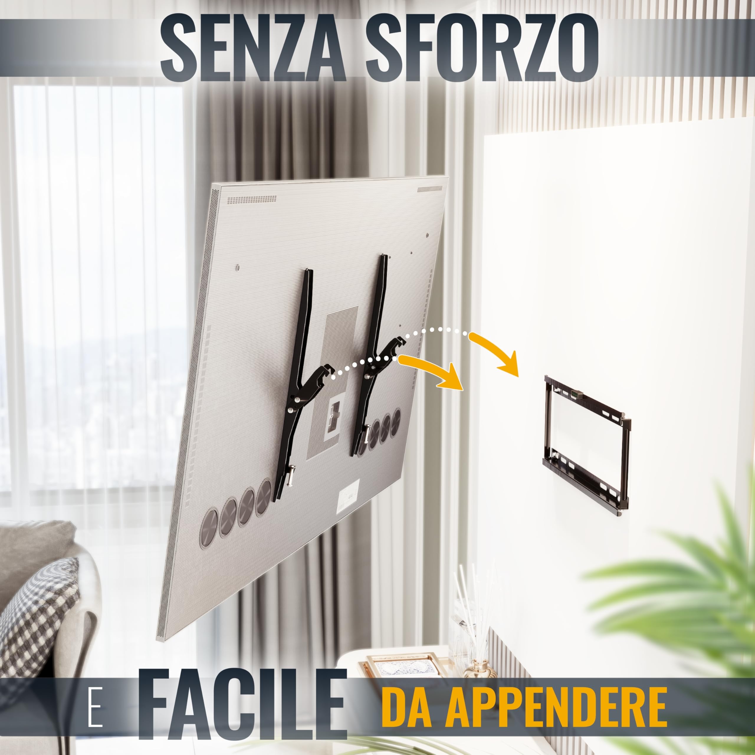 RICOO Supporto TV parete N1944 40-85 pollici 81-165 cm Staffa televisore Inclinabile Fisso Porta televisione universale VESA 200 x 200-400 x 400 Nero