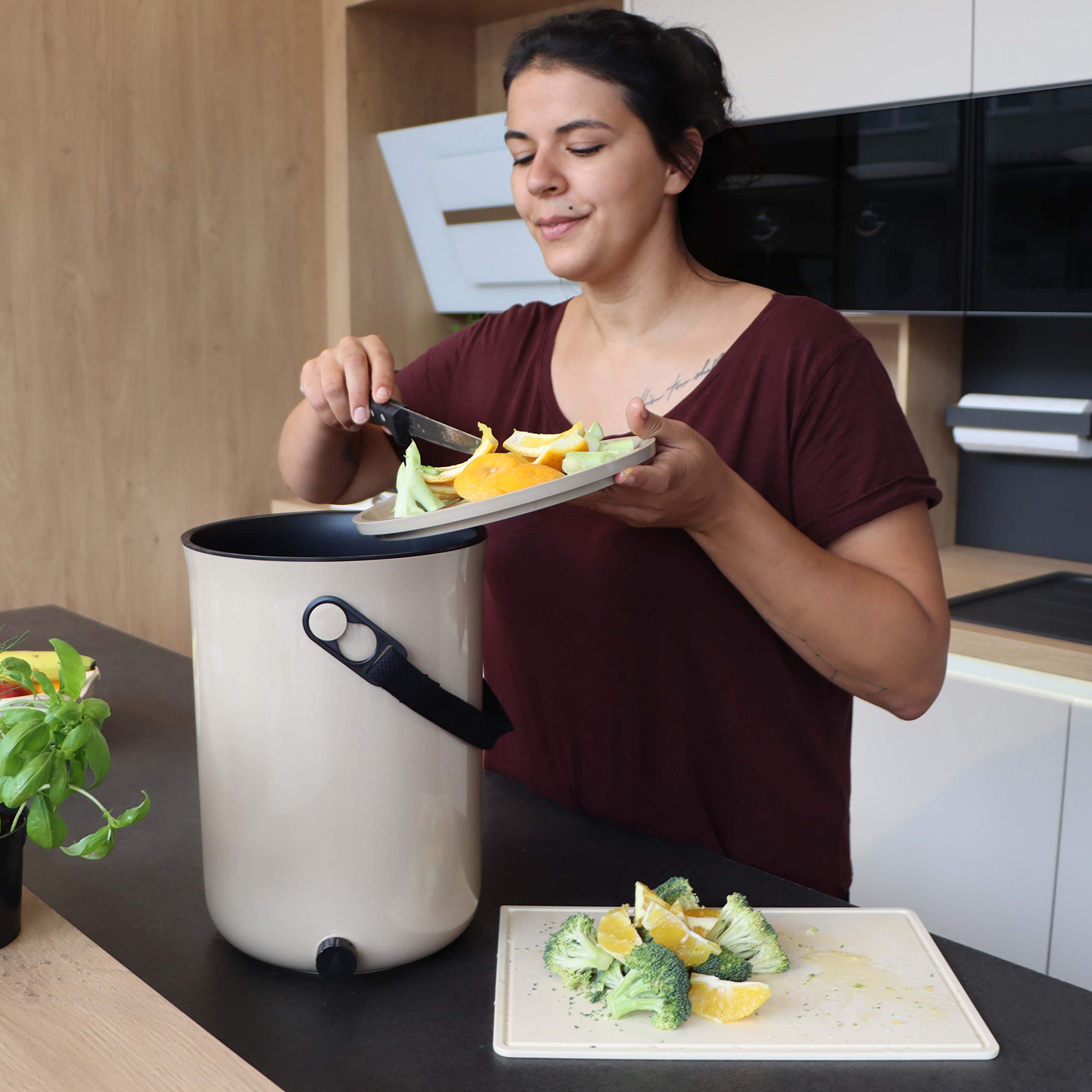 Lot de 2 seaux Bokashi Organko 2 Blanc (9,6L) | Composteur Organique avec compacteur + 1 kg d'Activateur EM-1 de Fermentation fabriqué en France