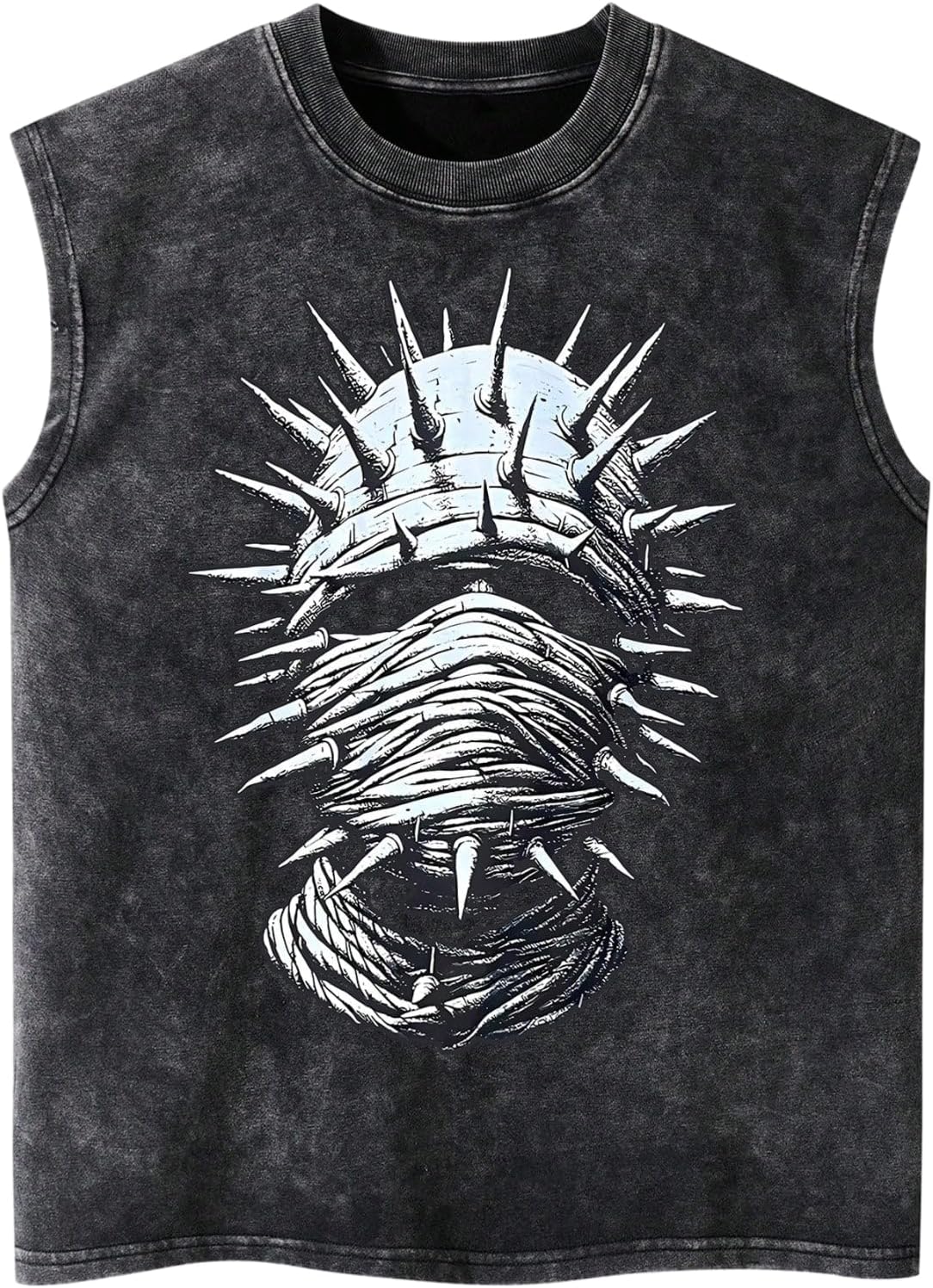 GORGLITTER Men's Gothic Graphic Tank Tops Summer Crew Neck Sleeveless Grunge Shirts Vintage Streetwear Cruise Outfits