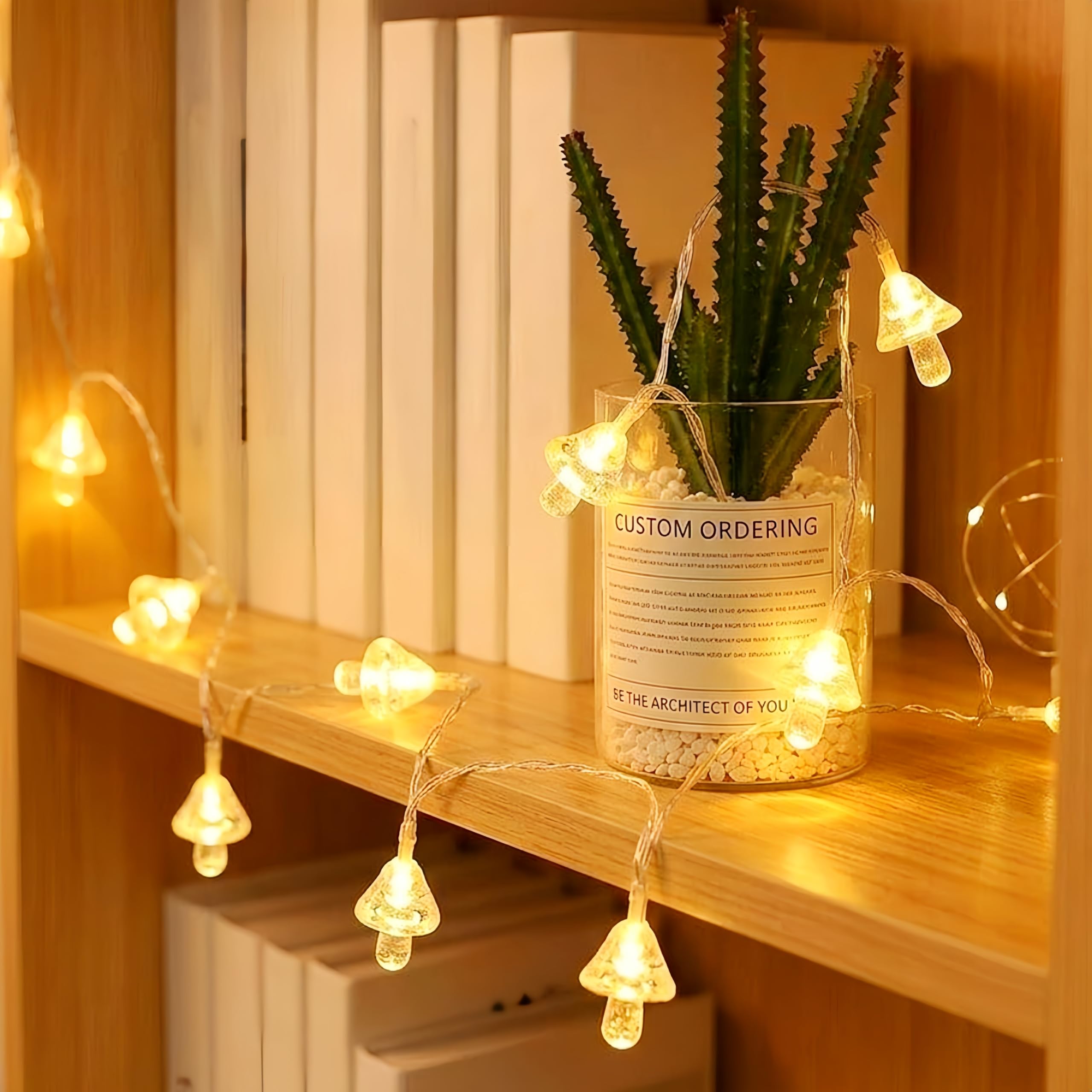 Hhmtaka Warm White Mushroom Decor Led String Lights 20Leds Cute Fairy Lights Battery Operated String Fairy Lights On 3.25M Of Clear Cable For Any Decoration