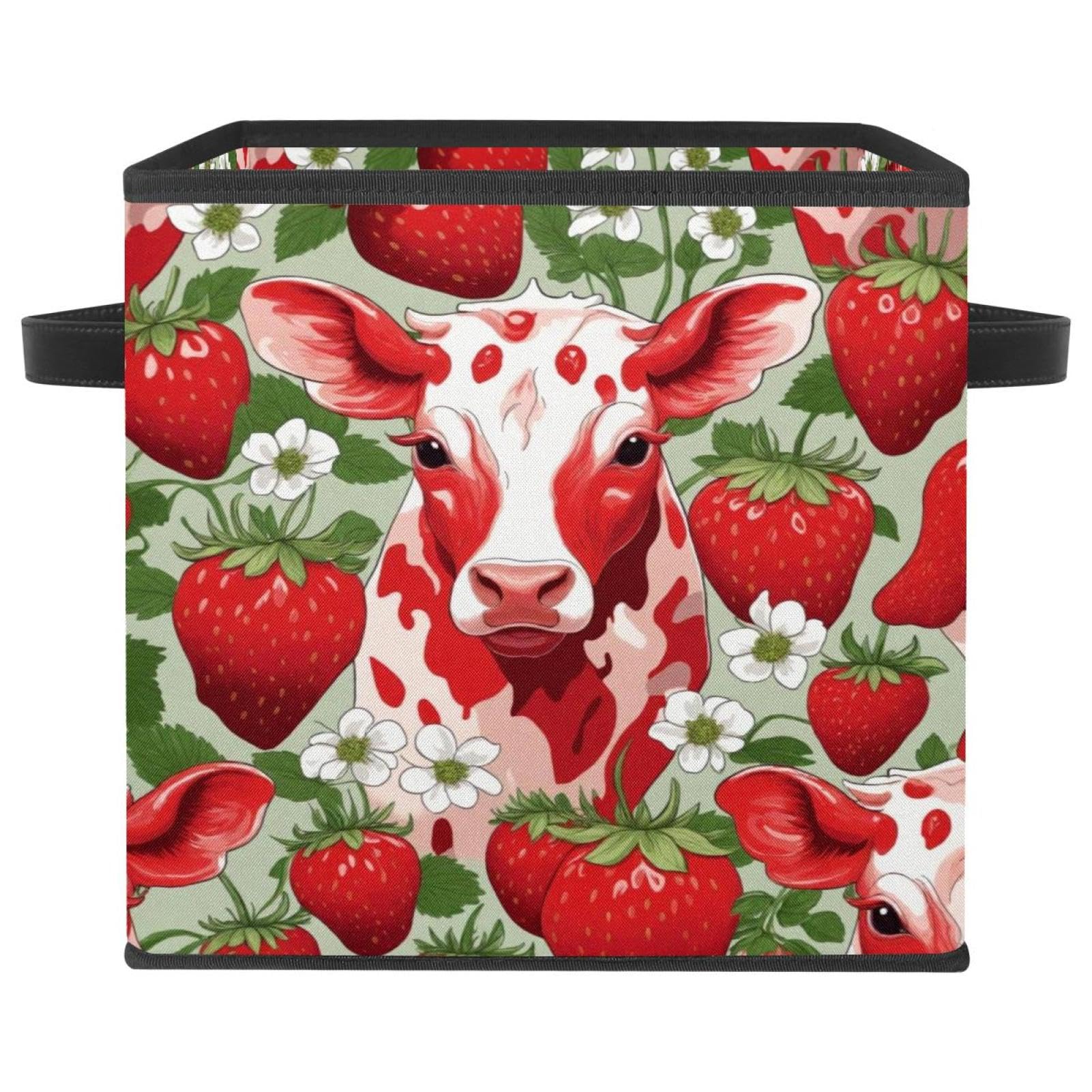 Boîte de rangement vache fraise tendre et ludique pour un intérieur joyeux