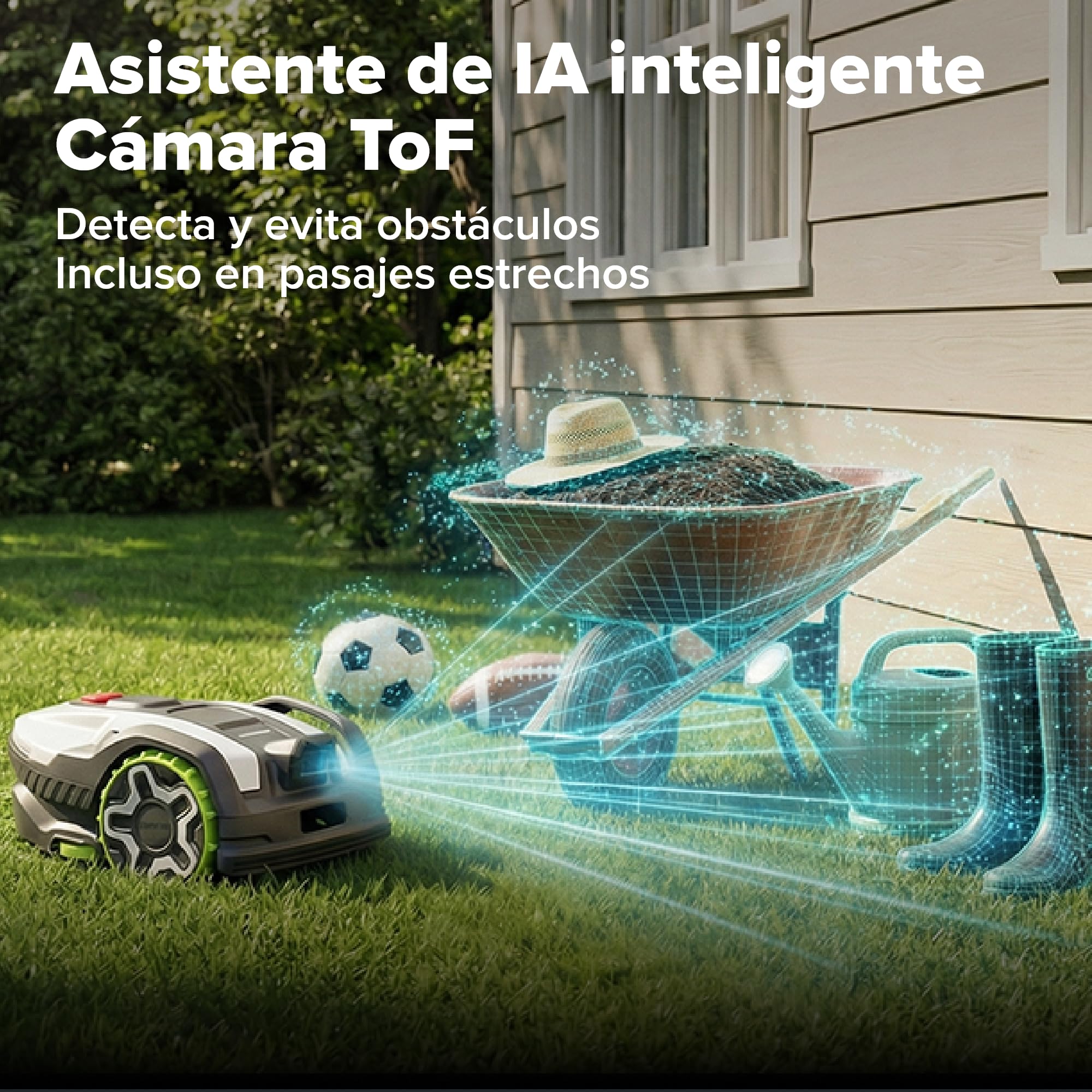 Greenworks C8 Vision+RTK – Cortacésped Robot sin Cable hasta 800 m², Mapeo Automático, Detección de Obstáculos 3D-ToF (Día y Noche), Gestión Multi-Zona Vía App, Garantía del Fabricante 3 Años
