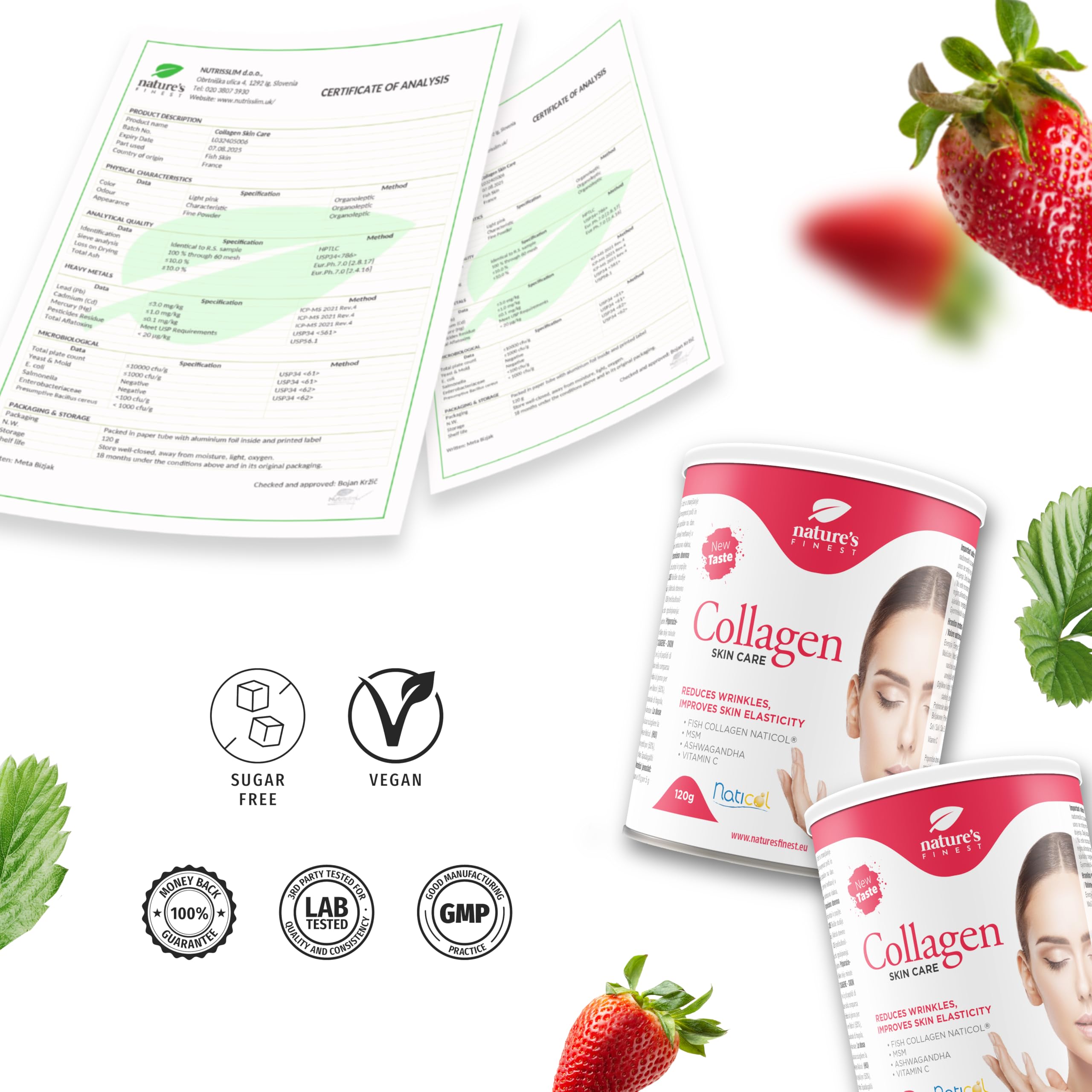 Nature's Finest Collagen SkinCare - Marine Kollagen Pulver Hochdosiert (5000mg) - Kollagen-Präparate mit Vitamin C - Unterstützt Haare, Nägel und Haut - Kollagen zum Trinken