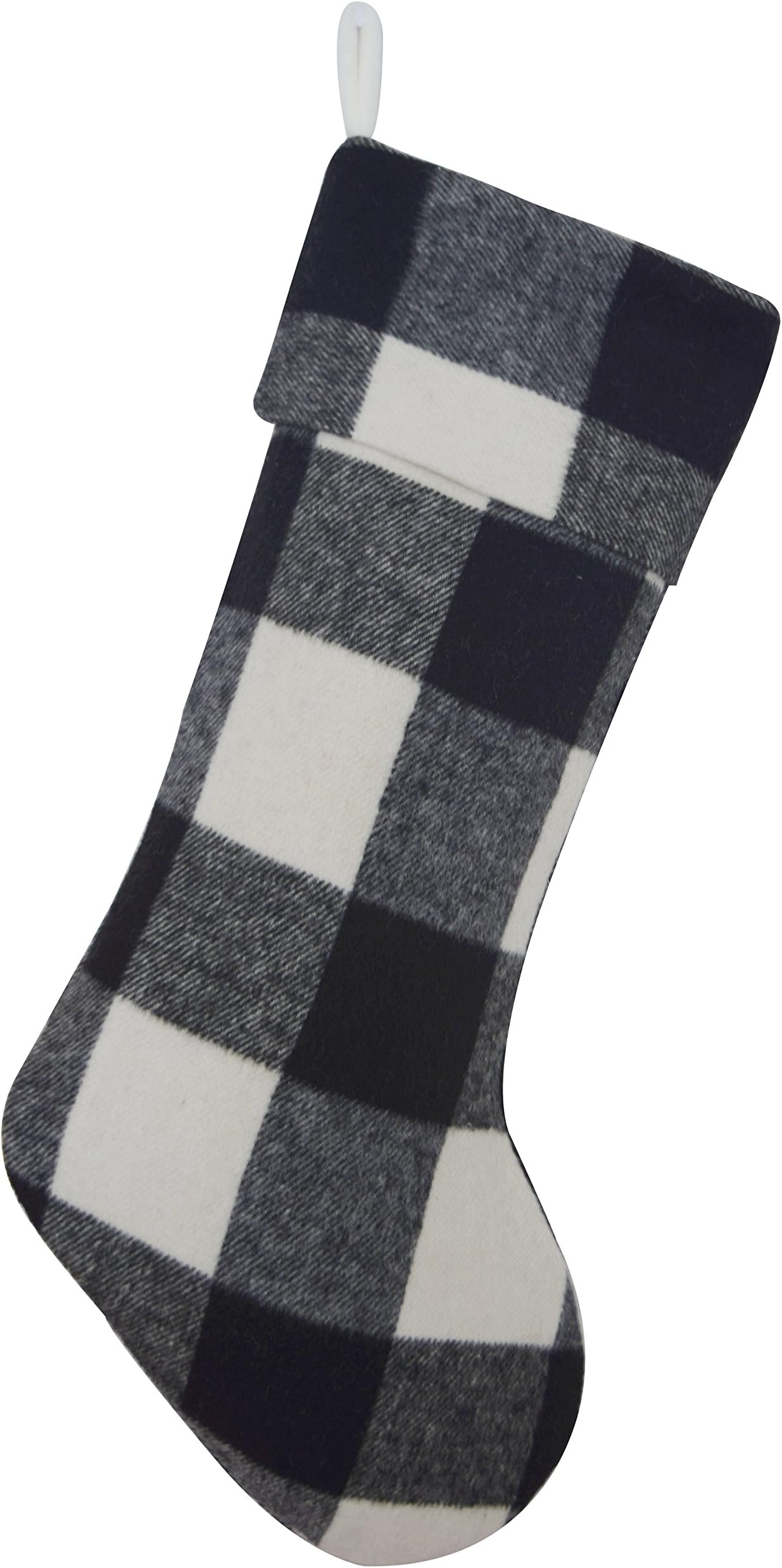 Gireshome Buffalo Check Black and White Plaid Body, Same Plaid Cuff Christmas Stocking Xmas Tree Decor 10"x18"